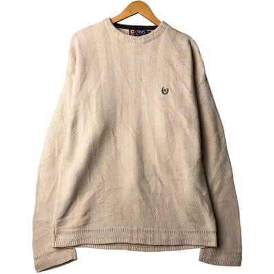 古着 ラルフローレン Ralph Lauren CHAPS チャップス ヘリンボーン コットンニットセーター メンズM相当/eaa604613