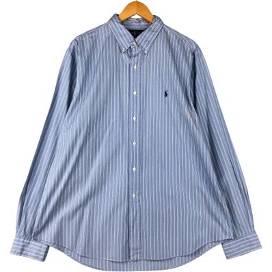 古着 ラルフローレン Ralph Lauren CUSTOM FIT 長袖 ボタンダウンストライプシャツ メンズXL相当/eaa600211