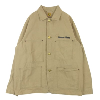 HUMAN MADE ヒューマンメイド 24AW HM28JK013 Washed Duck Coverall Jacket ウォッシュド ダック 刺繍 カバーオール ジャケット ベージュ系 XXL【中古】