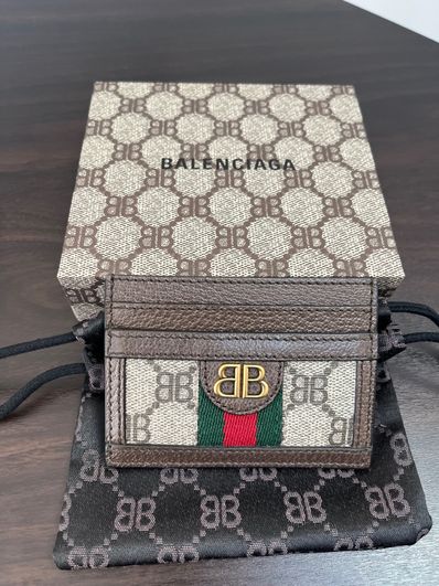 GUCCI x BALENCIAGA The Hacker Card Case Coating Canvas "Beige"