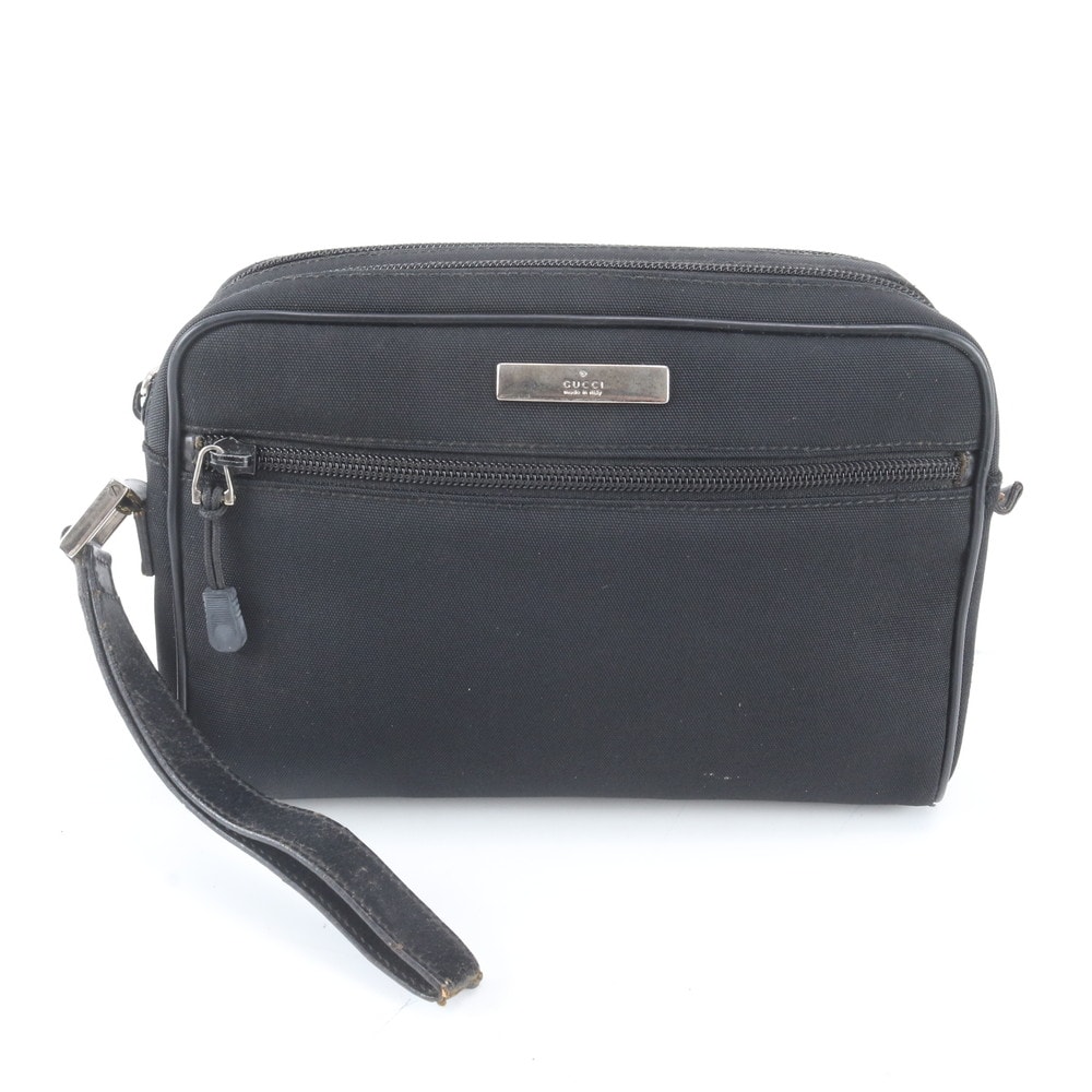 ■美品 グッチ018 1607 セカンドバッグ レザー×キャンバス