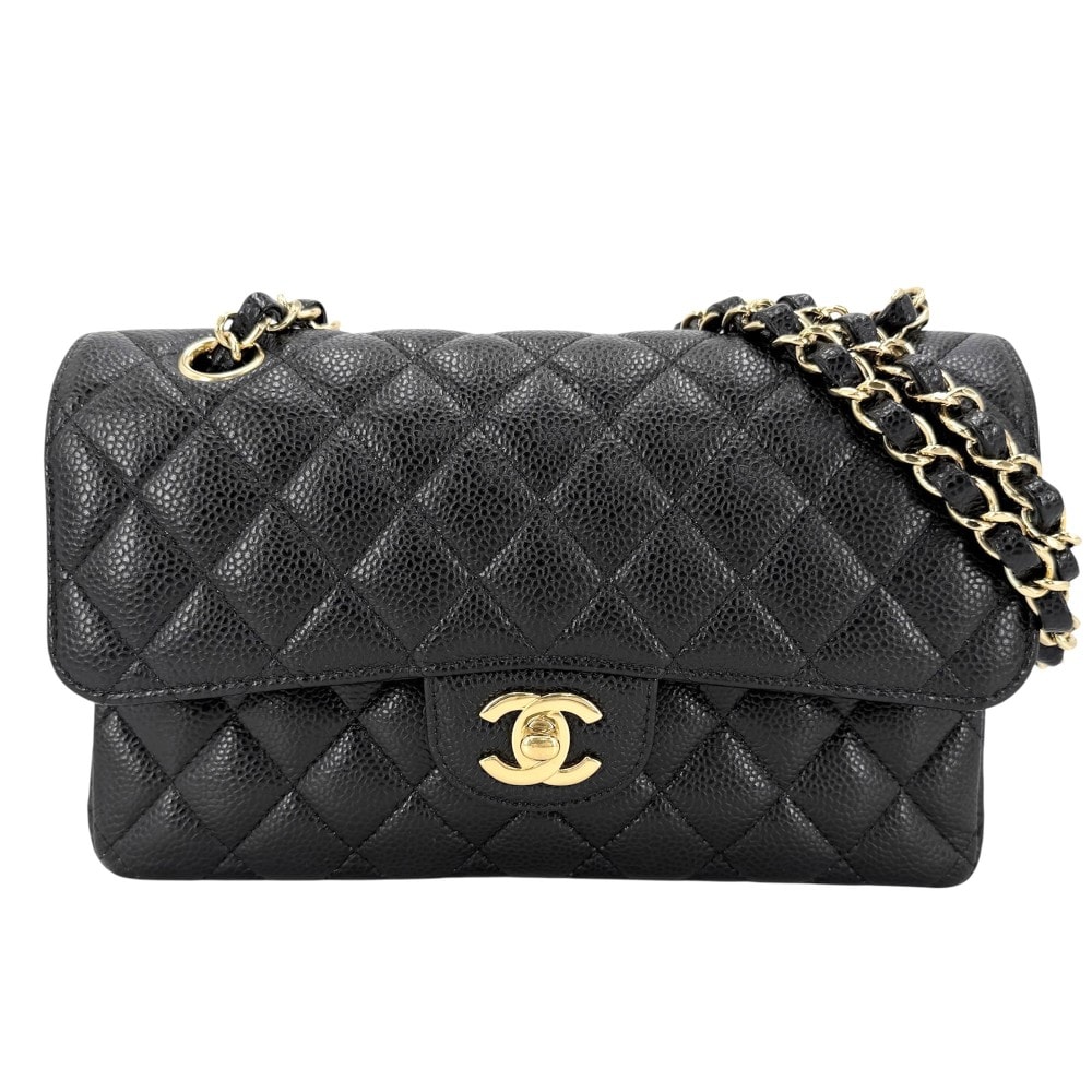 CHANEL シャネル ショルダーバッグ マトラッセ23 ダブルチェーン ダブルフラップ 肩掛け 斜め掛け ココマーク ターンロック キャビアスキン ブラック 黒 ゴールド金具 レディース【中古品】