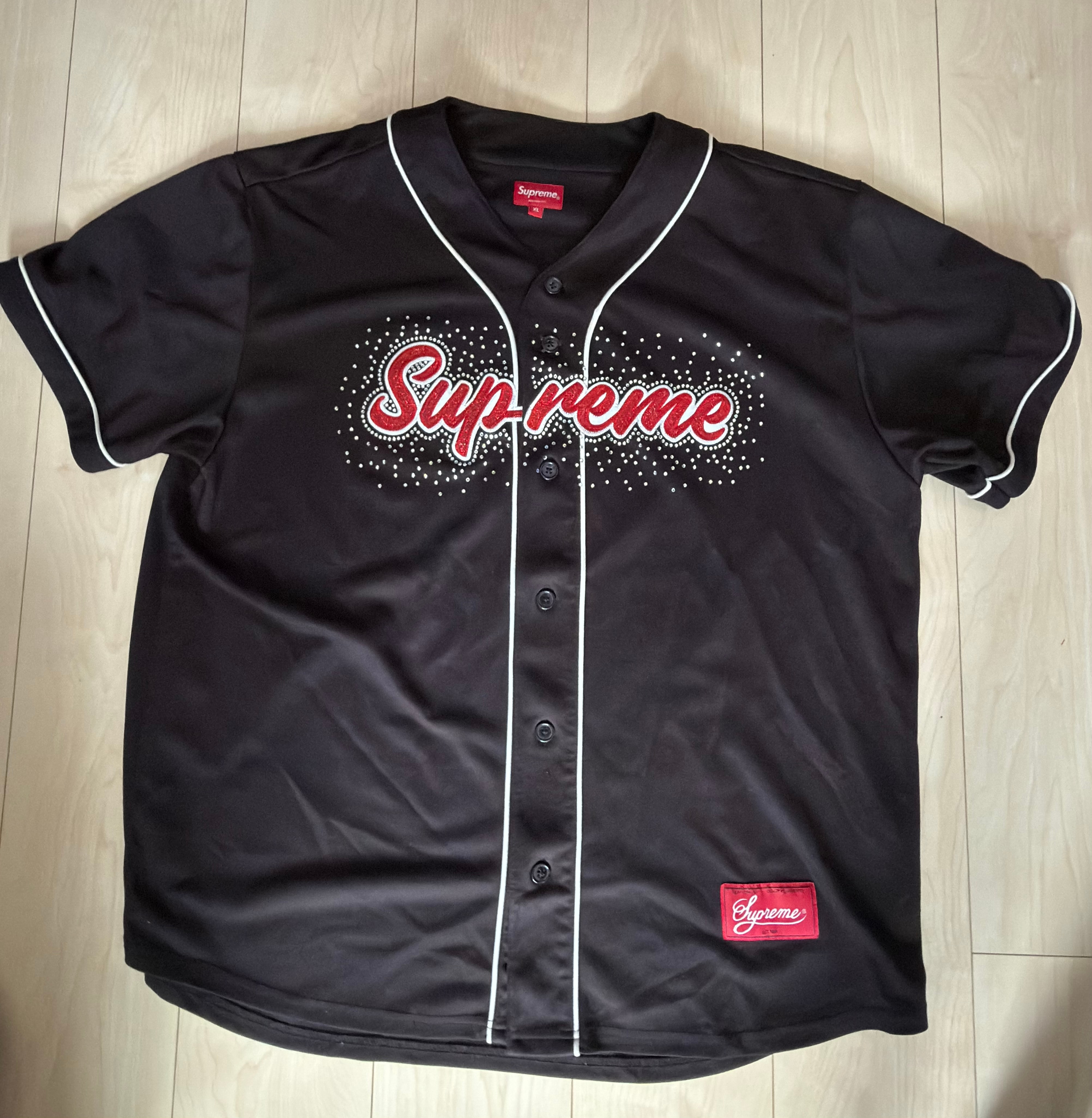 Supreme Rhinestone Baseball Jersey "Black"