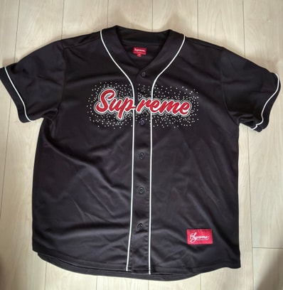 Supreme Rhinestone Baseball Jersey "Black"