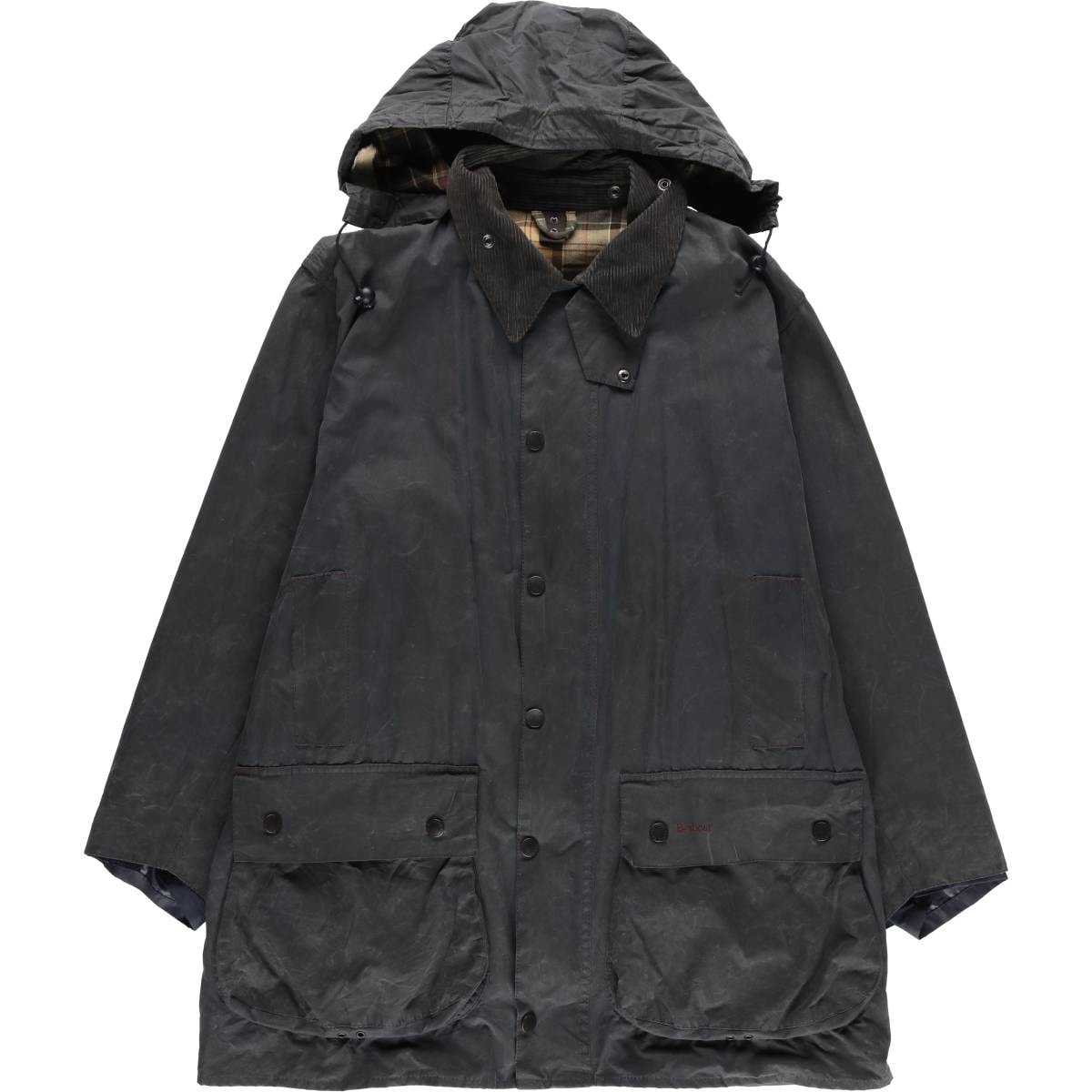 古着 00年代 バブアー Barbour BORDER ボーダー フード付き ワックスコットン オイルドジャケット 英国製 C46 メンズXL相当/eaa615085