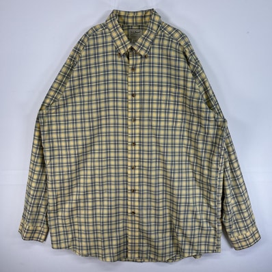 古着 エルエルビーン L.L.Bean 長袖シャツ 大きいサイズ ボタンダウン 胸ポケ XL-TALL イエロー マルチカラー メンズ