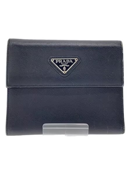 Prada Saffiano Leather Compact Frap Wallet "Black"