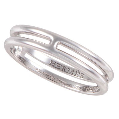 HERMES エルメス アリアンヌ PM リング ウェディングリング 指輪 10号 K18WG シルバー【中古】