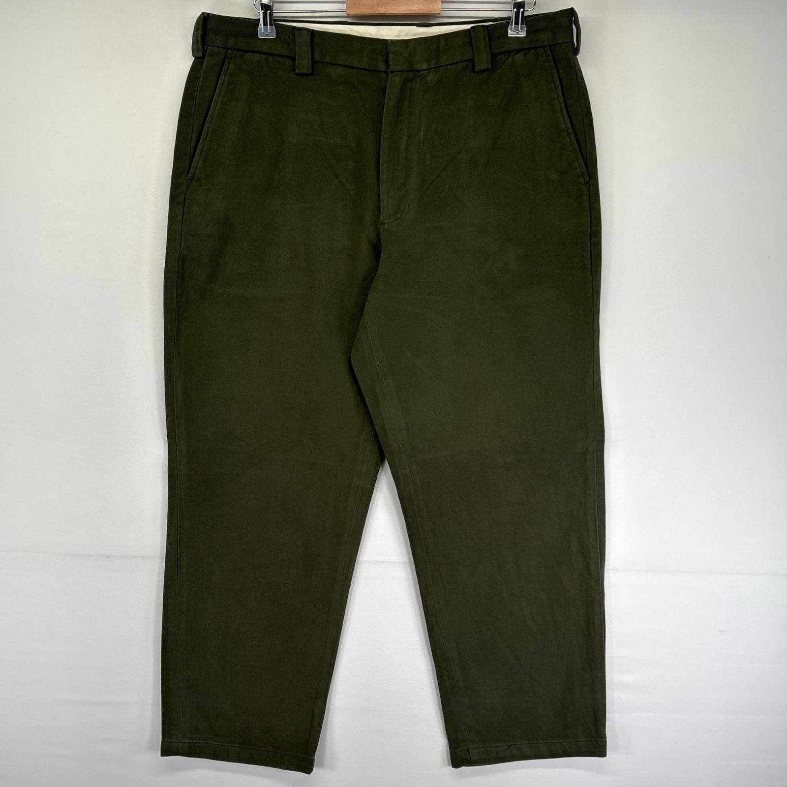 古着 エルエルビーン L.L.Bean パンツ チノパン テーパード ジッパーフライ 厚手 アウトドア 無地 w38 L30 グリーン系 メンズ