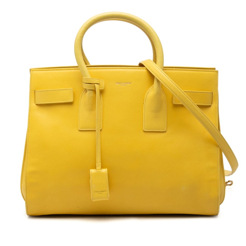 サンローラン サック ド ジュール ミニ ハンドバッグ ショルダーバッグ 2WAY 324823 イエロー レザー レディース SAINT LAURENT 【中古】