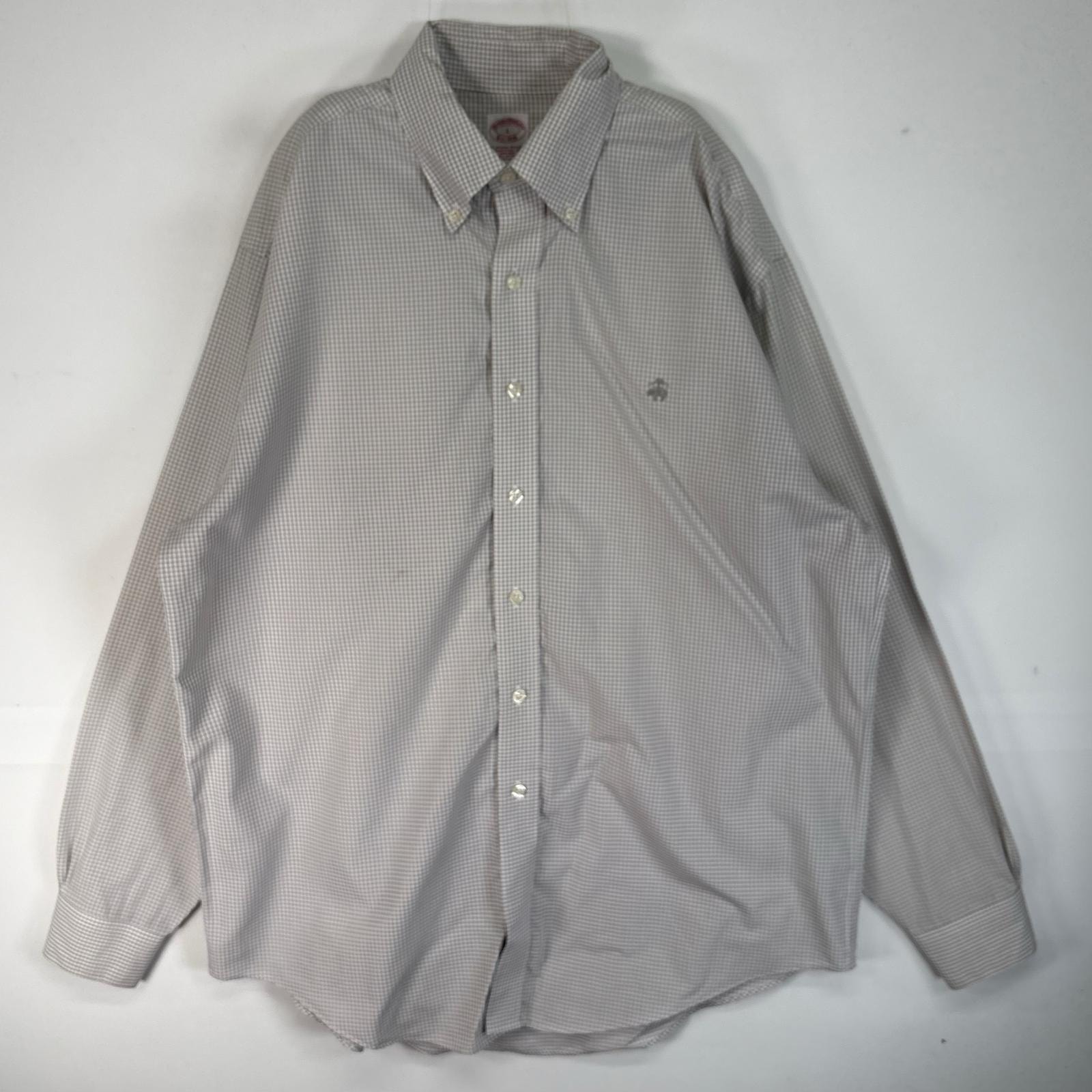 古着 ブルックスブラザーズ Brooks Brothers 長袖シャツ ロゴ 刺繍 ボタンダウン TRADITIONAL FIT L グレー系 チェック メンズ