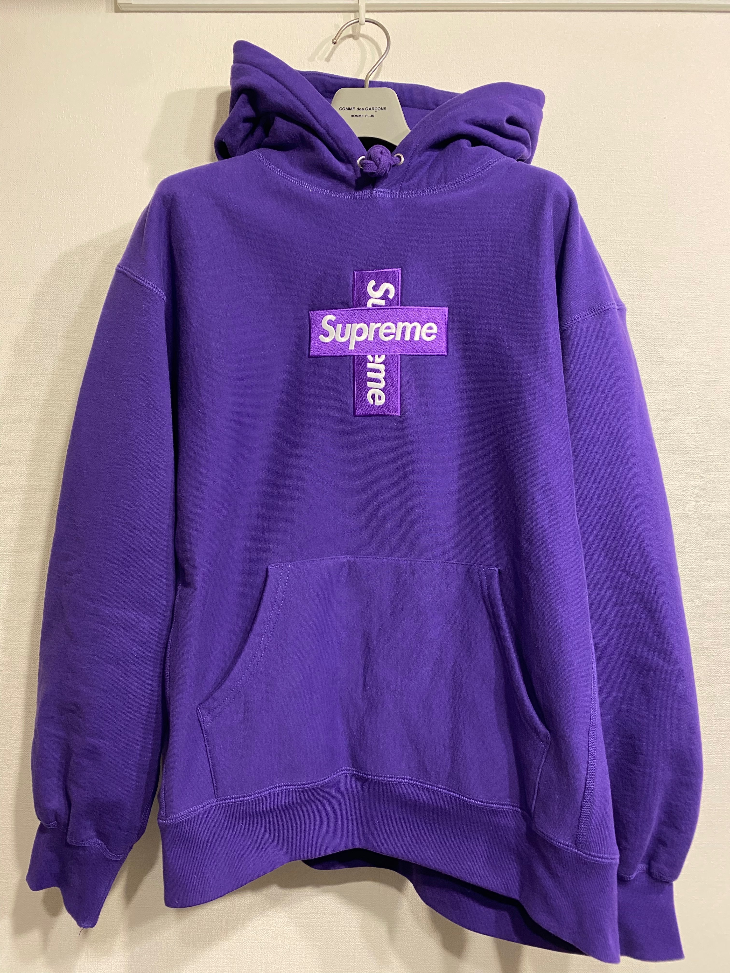 Supreme Cross Box Logo Hooded Sweatshirt "Purple"