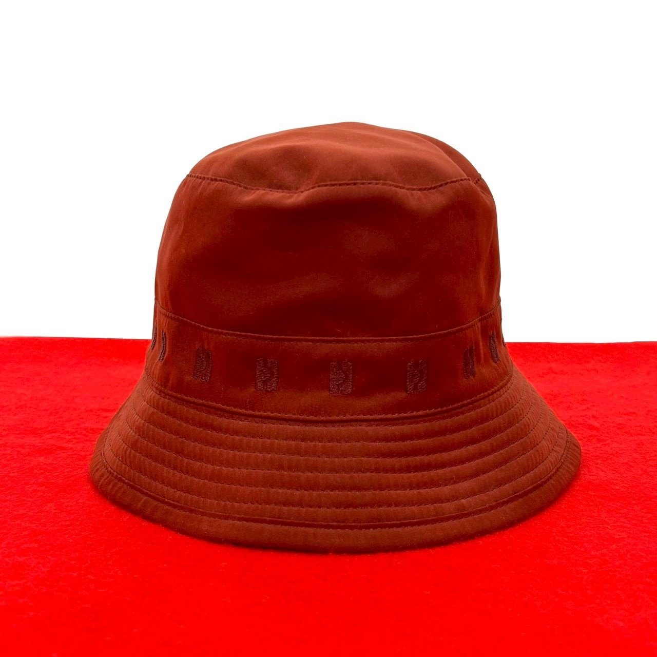 HERMES エルメス 刺繡 ポリエステル ナイロン アセテート ハット レッド
 29775