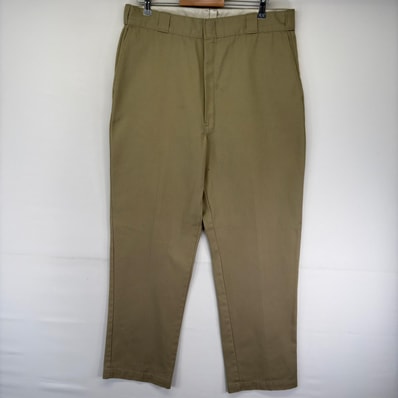 古着 90's/90年代 ディッキーズ Dickies USA製 パンツ ワーク TALONジップ チノパン ワンポイントロゴ w38 L34 ベージュ系 メンズ
