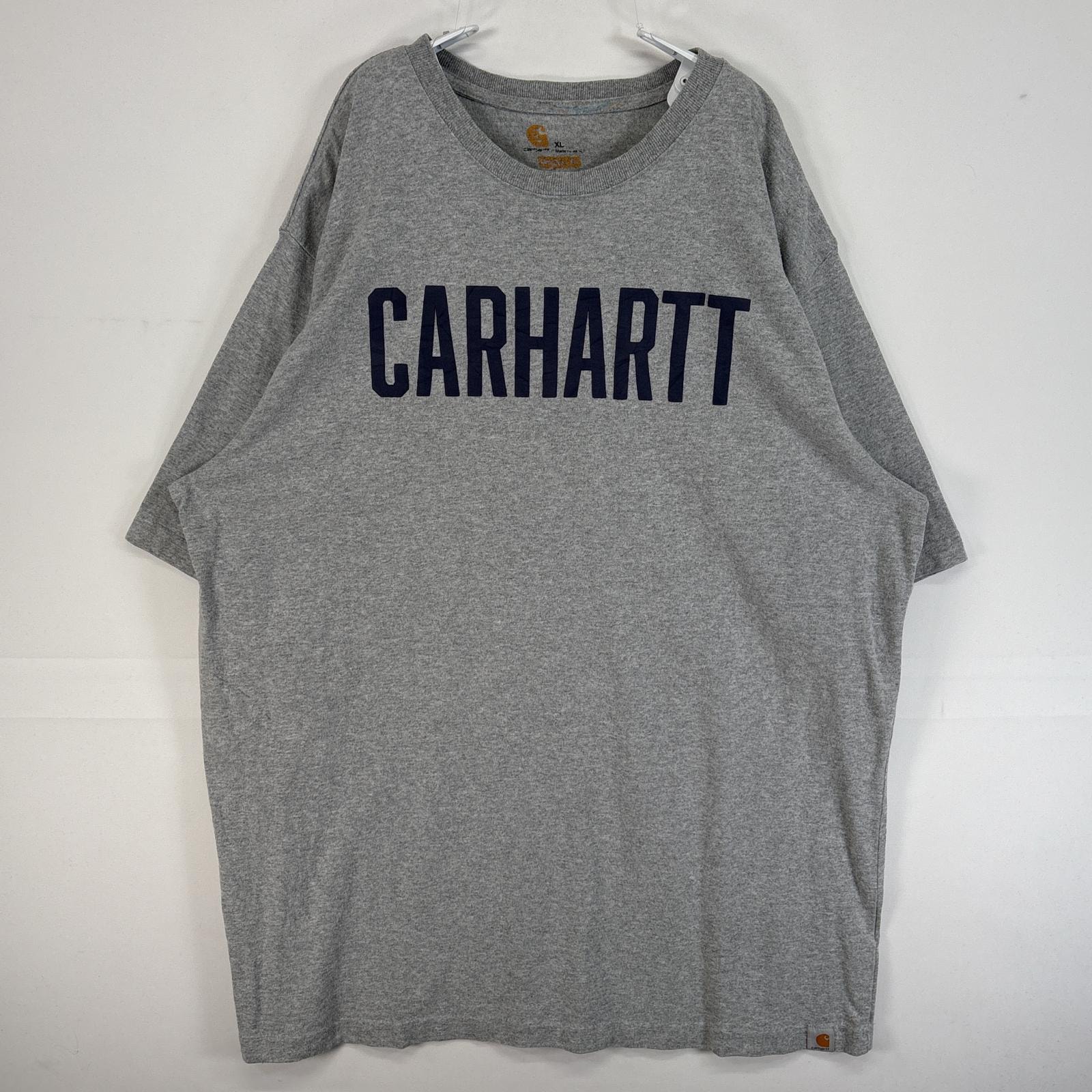 古着 カーハート Carhartt 半袖Tシャツ ブランド ロゴ 大きいサイズ 肉厚 クルーネック XL  グレー 無地 メンズ