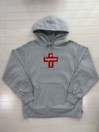 Supreme Cross Box Logo Hooded Sweatshirt "Grey"