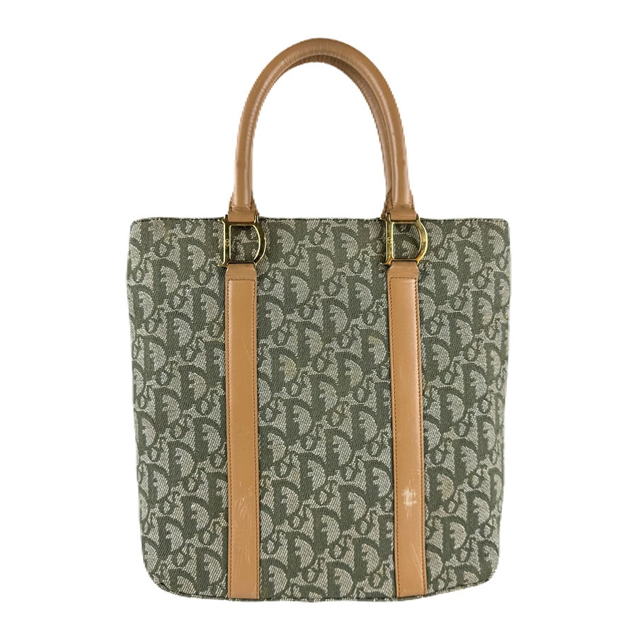 クリスチャンディオール Christian Dior ハンドバッグ トロッター キャンバス/レザー グリーン×ベージュ レディース【中古】 z8024