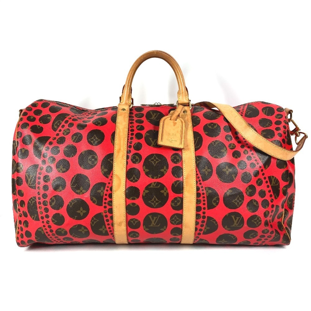 ルイヴィトン LOUIS VUITTON キーポルバンドリエール55 M40695 モノグラム パンプキン ドット LV×YK 旅行バッグ トラベルバッグ カバン 2WAYバッグ ショルダーバッグ ボストンバッグ モノグラムキャンバス レッド