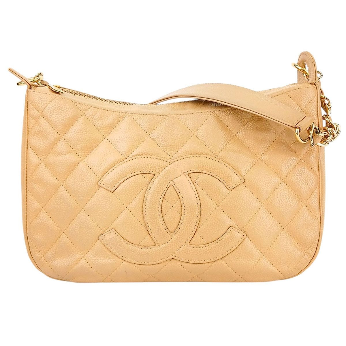 CHANEL シャネル ココマーク マトラッセ チェーン ワンショルダーバッグ ヴィンテージ ショルダーバッグ A20993 キャビアスキン ベージュ  レディース【中古】