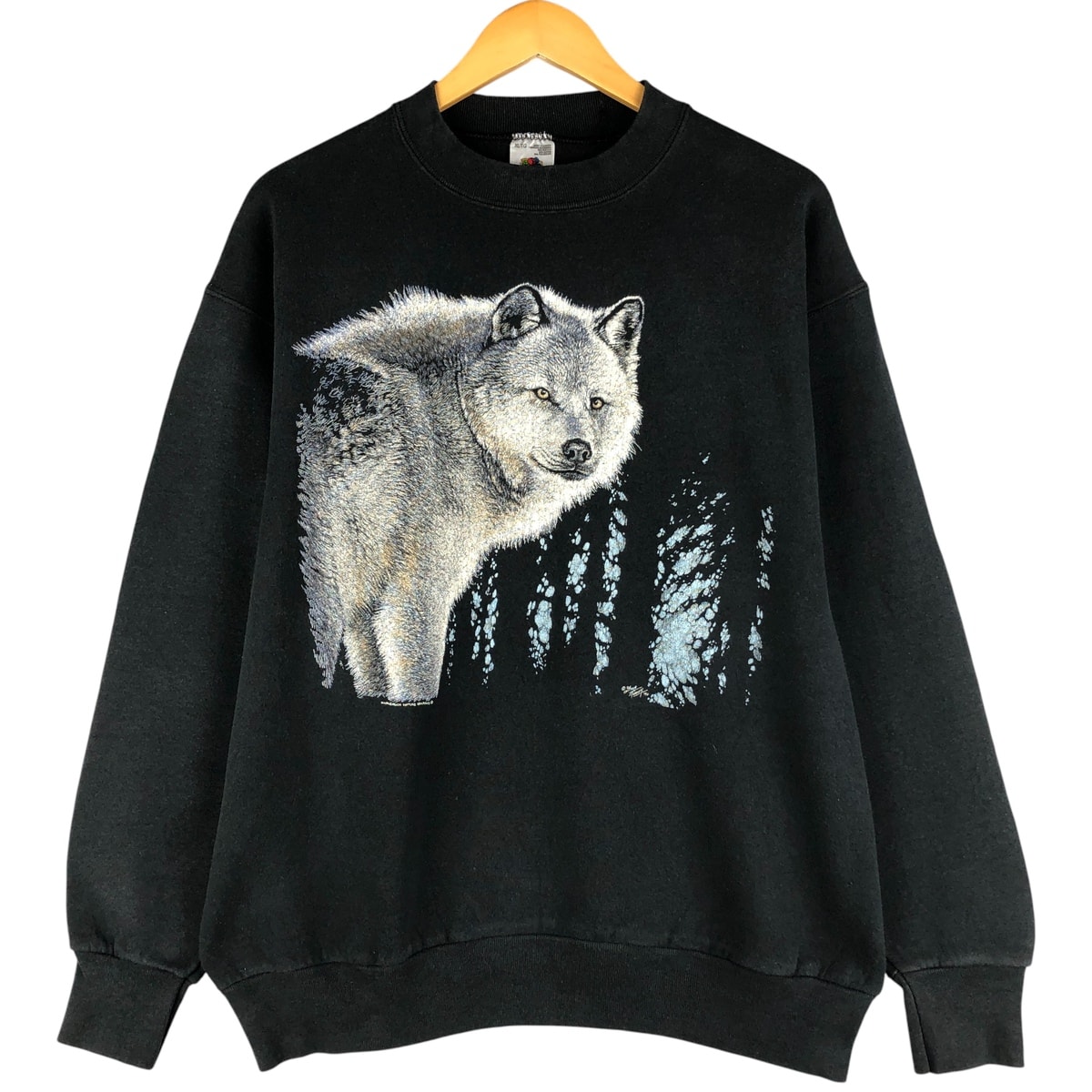 古着 90年代 フルーツオブザルーム FRUIT OF THE LOOM オオカミ柄 アニマル スウェットシャツ トレーナー メンズXL相当 ヴィンテージ/eaa596718