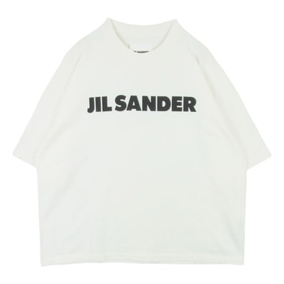 JIL SANDER ジルサンダー JSMU707045 MU248708 フロント ロゴ プリント オーバーサイズ Tシャツ 半袖 カットソー ホワイト系 アイボリー系 XL【中古】