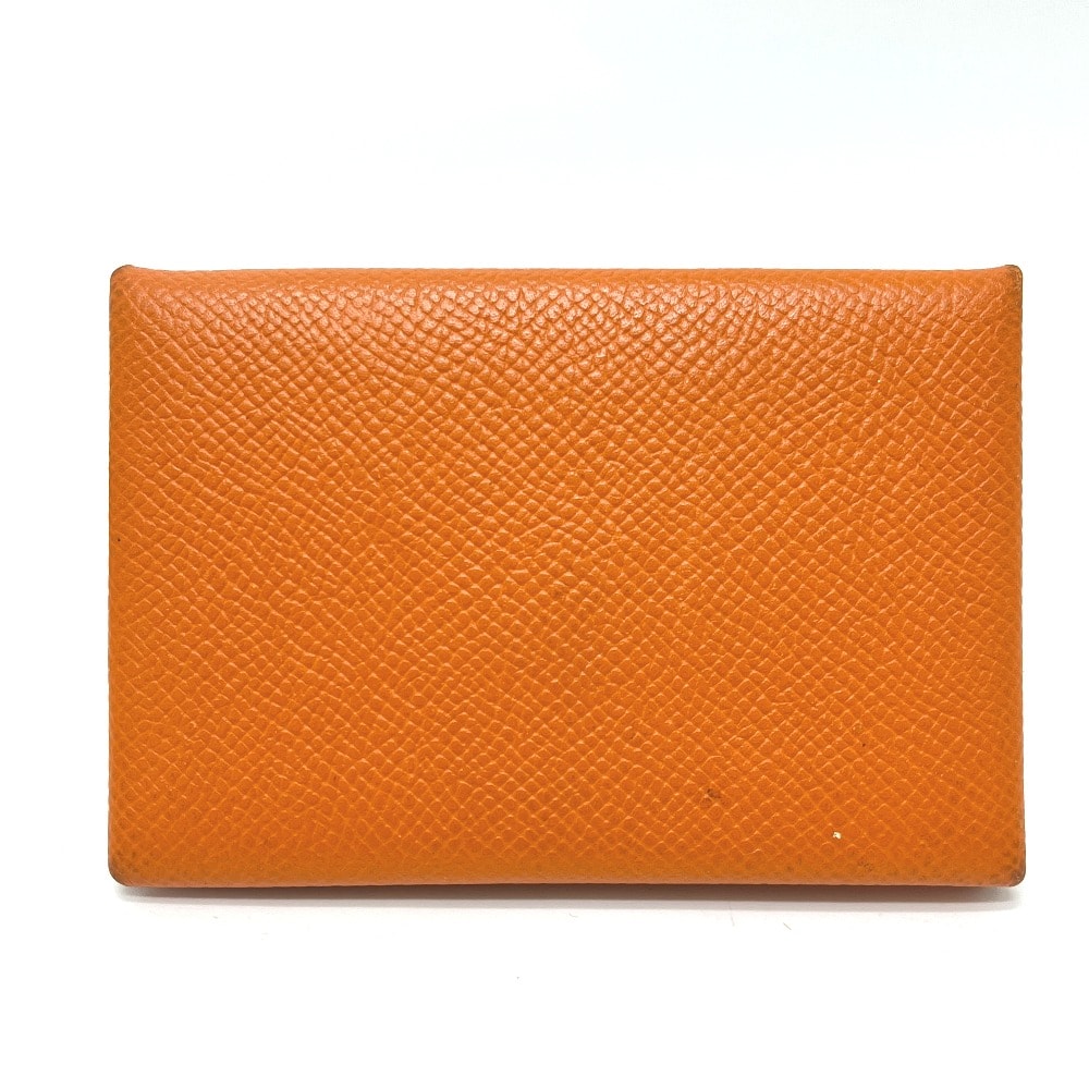 エルメス HERMES カルヴィ 名刺入れ カードケース ヴォーエプソン □D刻刻 オレンジ