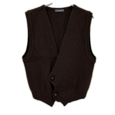 イッセイミヤケメン 80s ブラウン ウール ベスト 筆タグ M
