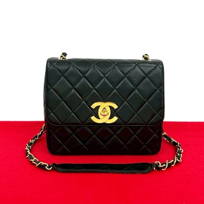 CHANEL シャネル マトラッセ ココマーク ラムスキン ショルダーバッグ ブラック
713-3