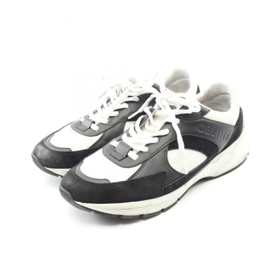 セリーヌ CELINE RUNNER ランナー ユーズド加工 スニーカー 靴 レザー ファブリック メンズ ブラック系 / ホワイト系 RUNNNER-CR-03/42 【中古】