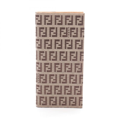 フェンディ FENDI ズッキーノ 二つ折り長財布 財布 キャンバス レザー レディース ベージュ系 / ブラウン系 【中古】