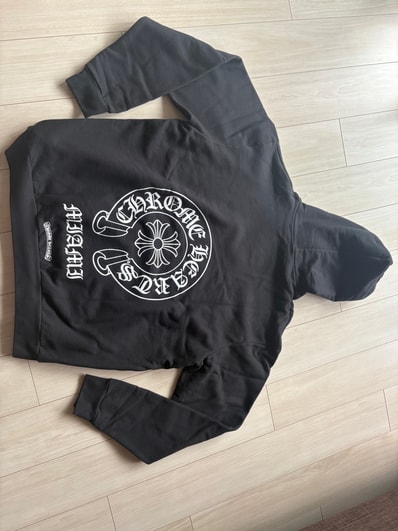 クロムハーツ Chrome Hearts サイズ:XL SWTSHRT PLVR LTD マイアミ限定袖フローラルプルオーバーパーカー(ブラック×ホワイト)