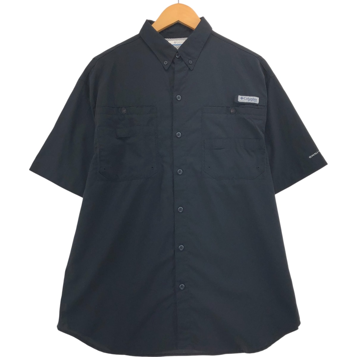古着 コロンビア Columbia PFG OMNI-SHADE リップストップ ボタンダウン 半袖 フィッシングシャツ メンズM相当/eaa552842