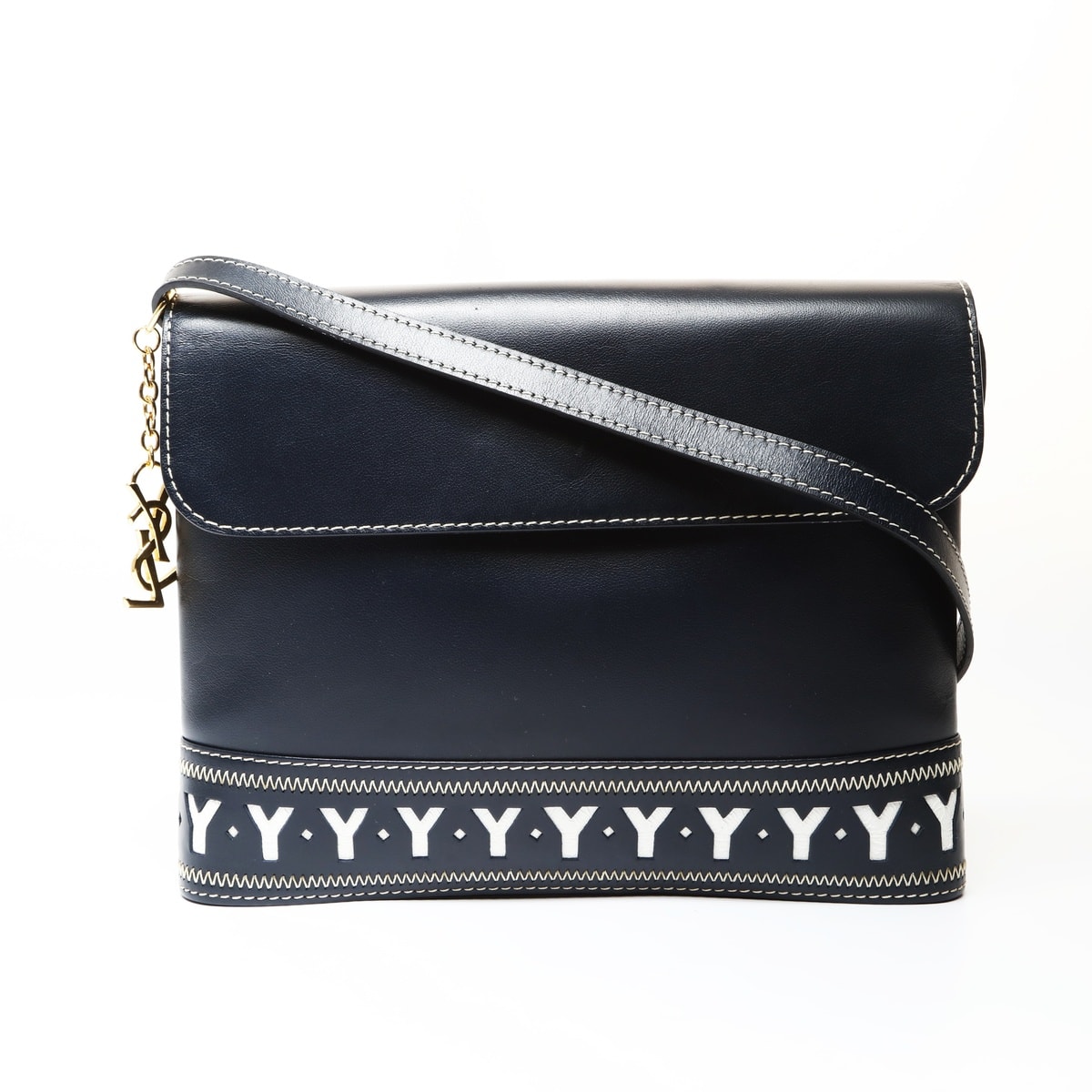 イヴ・サンローラン YSL YSL Yカット ロゴ レザー ショルダーバッグ【中古】