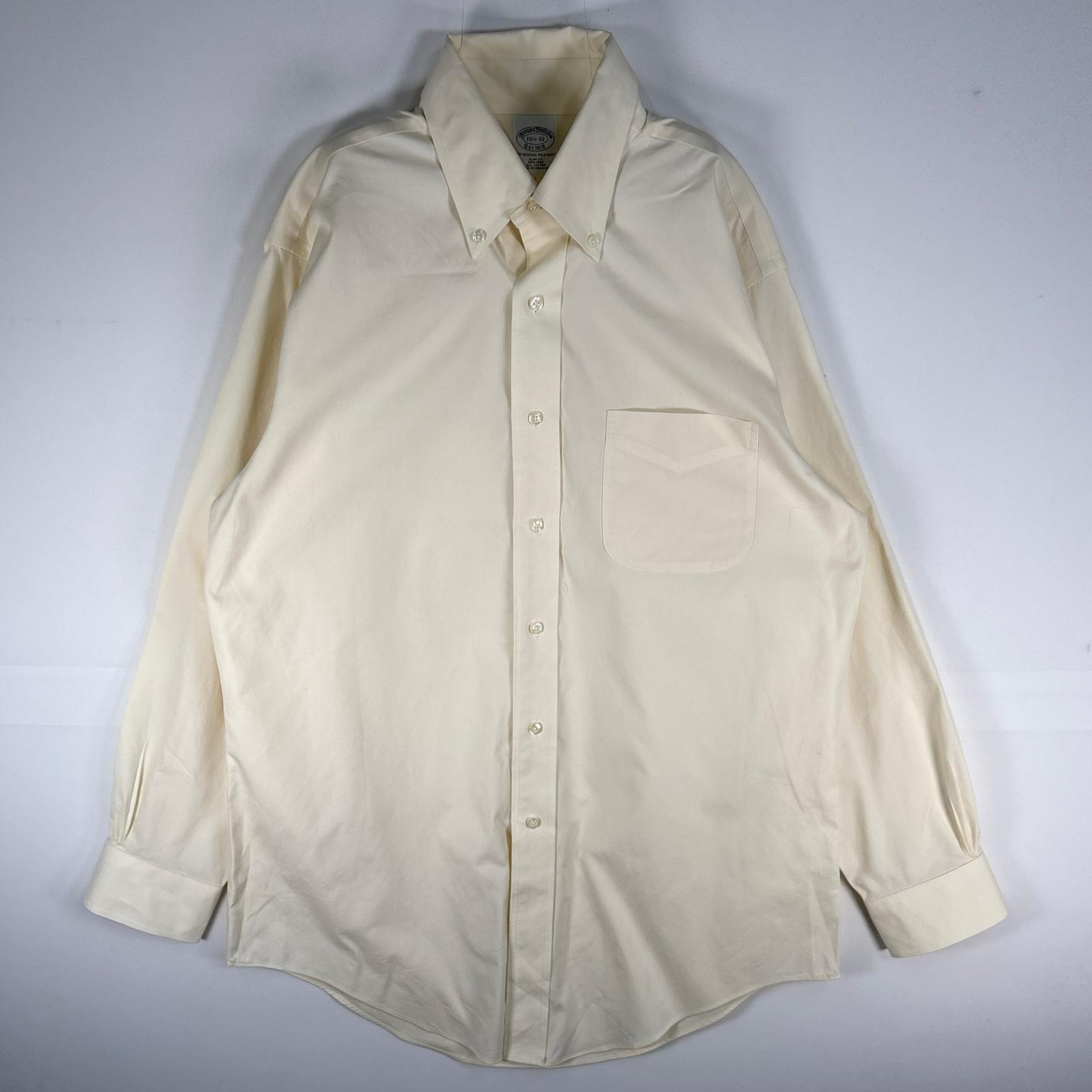 古着 ブルックスブラザーズ Brooks Brothers 長袖シャツ SLIM FIT ボタンダウン M  イエロー系 無地 メンズ