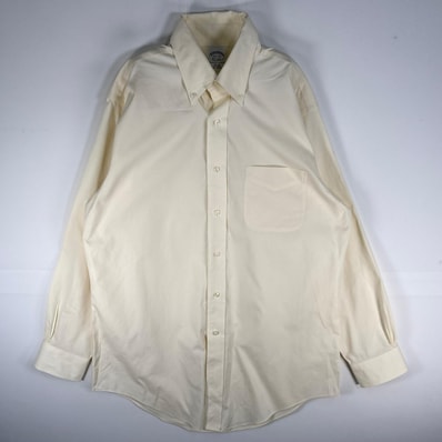 古着 ブルックスブラザーズ Brooks Brothers 長袖シャツ SLIM FIT ボタンダウン M イエロー系 無地 メンズ