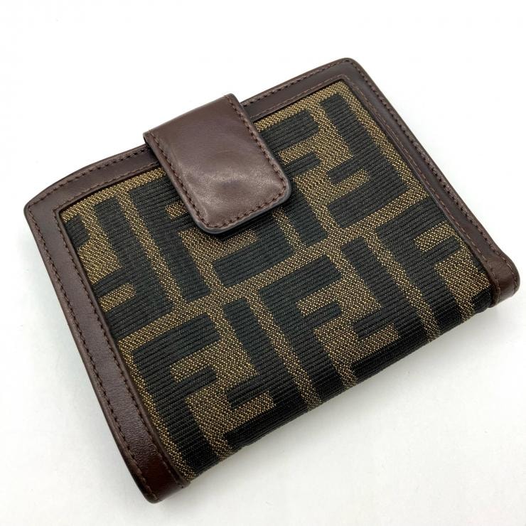 FENDI ズッカ 二つ折り財布 ブラウン 鑑定済み 正規品 フェンディ