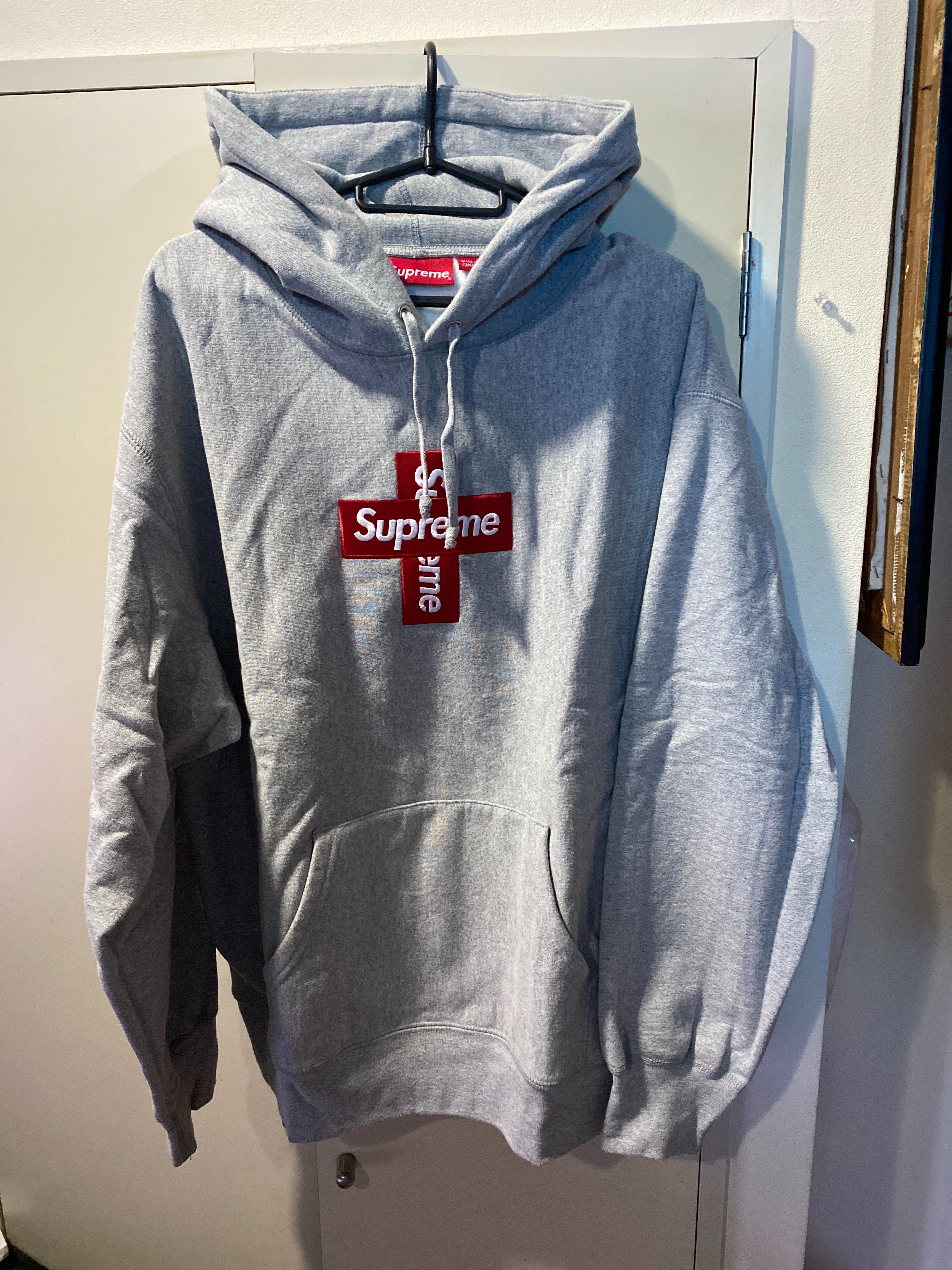 Supreme Cross Box Logo Hooded Sweatshirt "Grey"