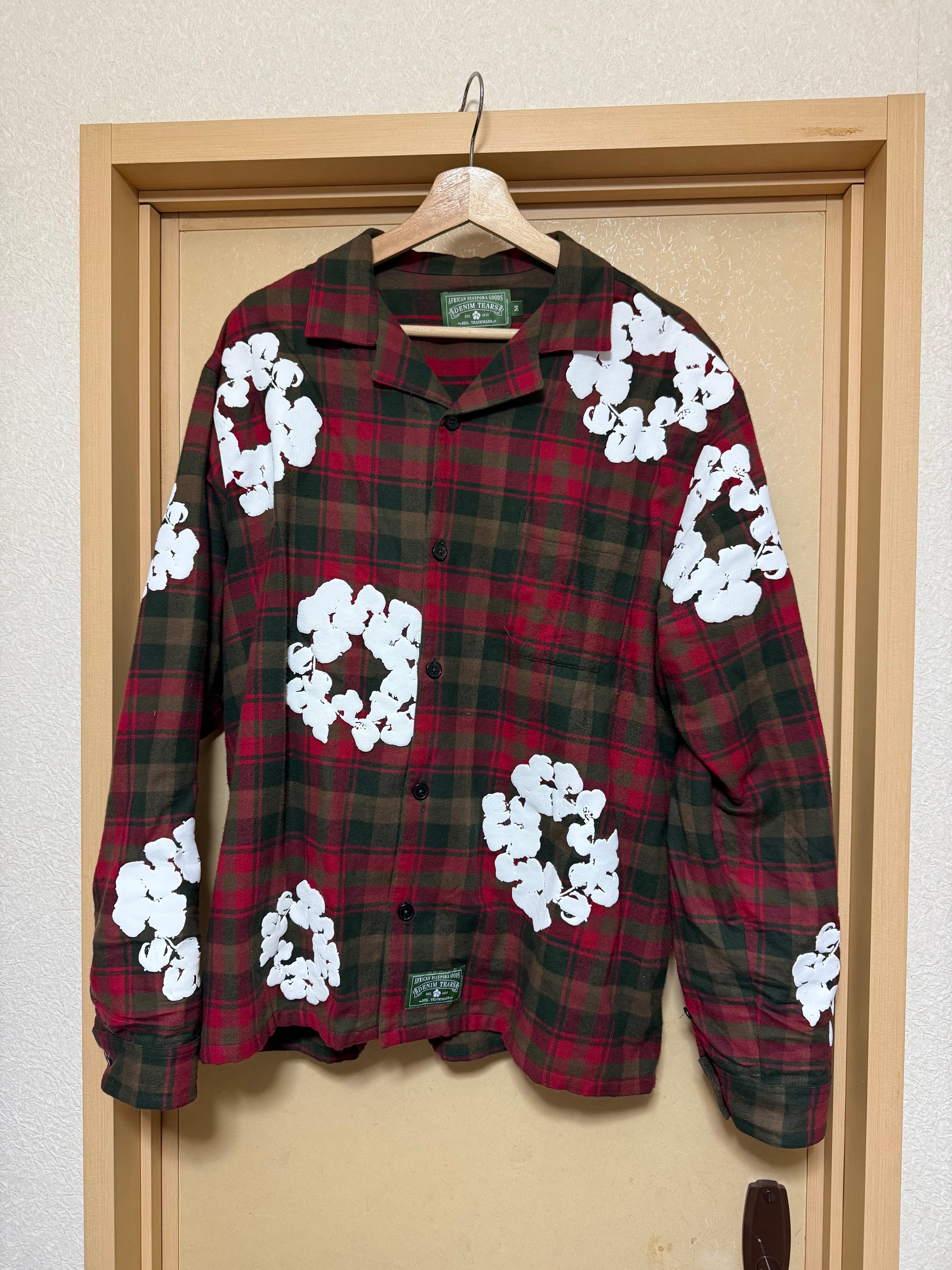 デニムティアーズ コットン リース パジャマ シャツ "レッド"