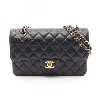 シャネル CHANEL マトラッセ Wフラップ ショルダーバッグ バッグ カーフ(牛革) レディース ブラック系 A01113 【中古】