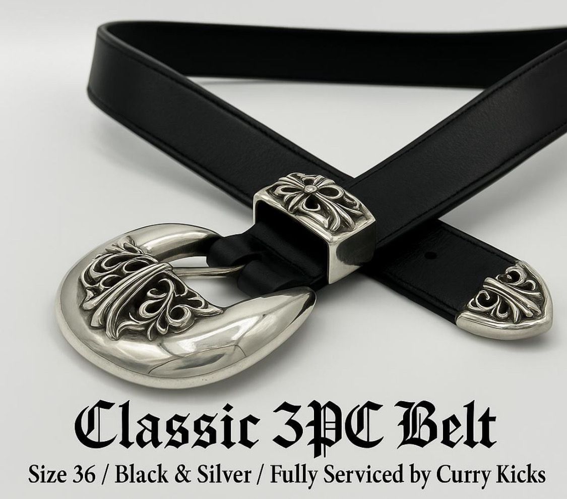 Chrome Hearts Classic 3PC Belt "Black/Silver"