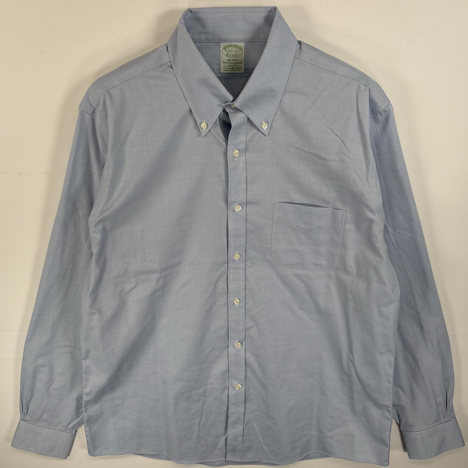 古着 ブルックスブラザーズ Brooks Brothers 長袖シャツ ボタンダウンシャツ MILANO NON-IRON 16 1/2-35 XL 水色系 無地 メンズ