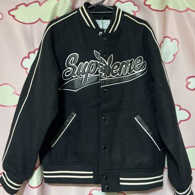 Supreme x Playboy Wool Varsity Jacket (17FW) "Black"