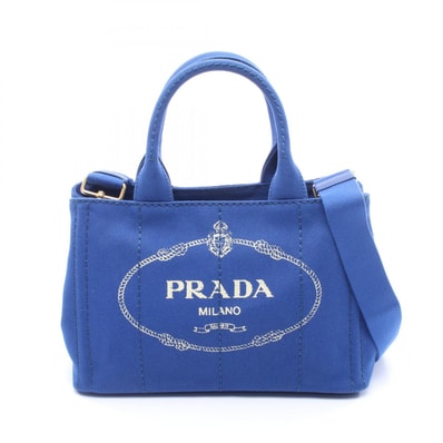 プラダ PRADA CANAPA カナパ 2WAY トートバッグ バッグ キャンバス レディース ブルー系 【中古】