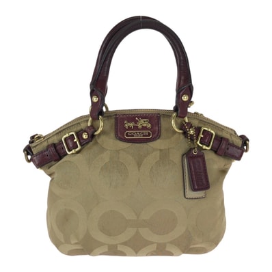 COACH コーチ マディソン ベージュ ボルドー ゴールド金具 ナイロン レザー/ ハンドバッグ 600878 【中古】