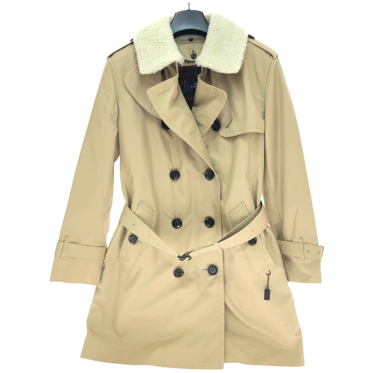 □□COACH コーチ コート トレンチコート ライナー・襟ボア付 sizeMP SIZE M  F76255 ベージュ