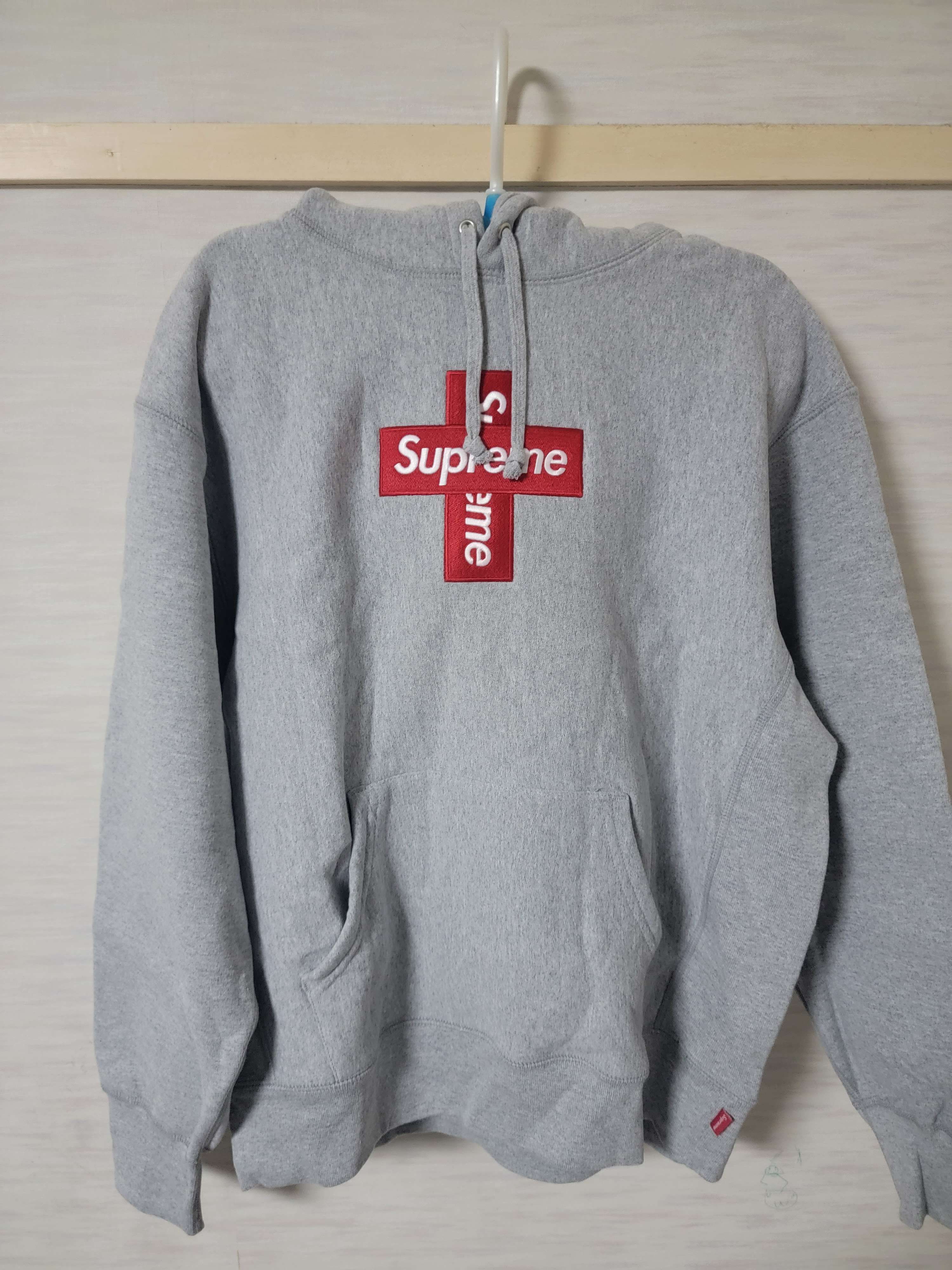 Supreme Cross Box Logo Hooded Sweatshirt "Grey"