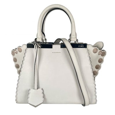 FENDI フェンディ ミニプチトロワジュール ハンドバッグ レザー ホワイト レディース【中古】