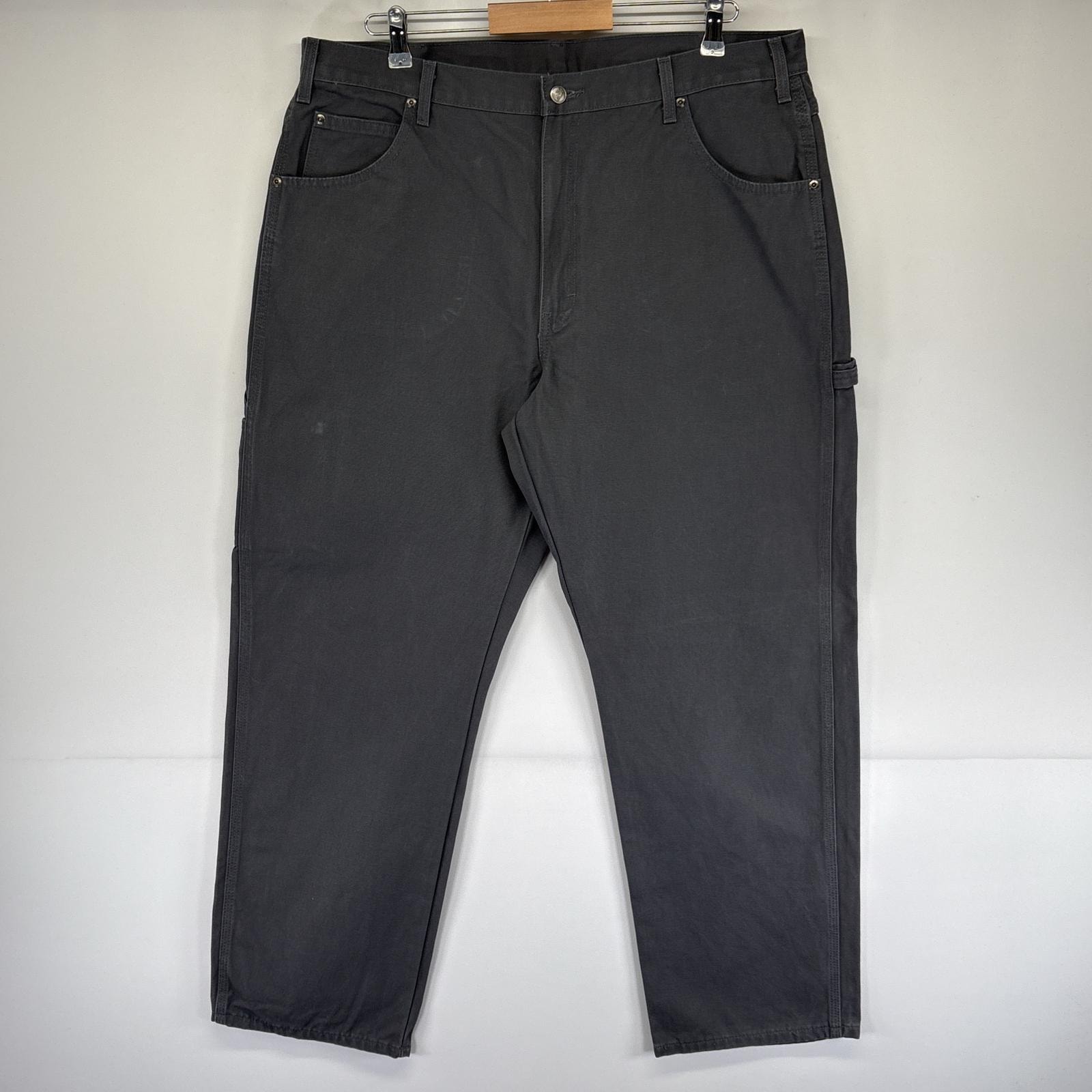 古着 ディッキーズ Dickies ワークパンツ ダック地 ペインター 作業着 ワンポイントロゴ ジッパーフライ w38 L30  グレー メンズ