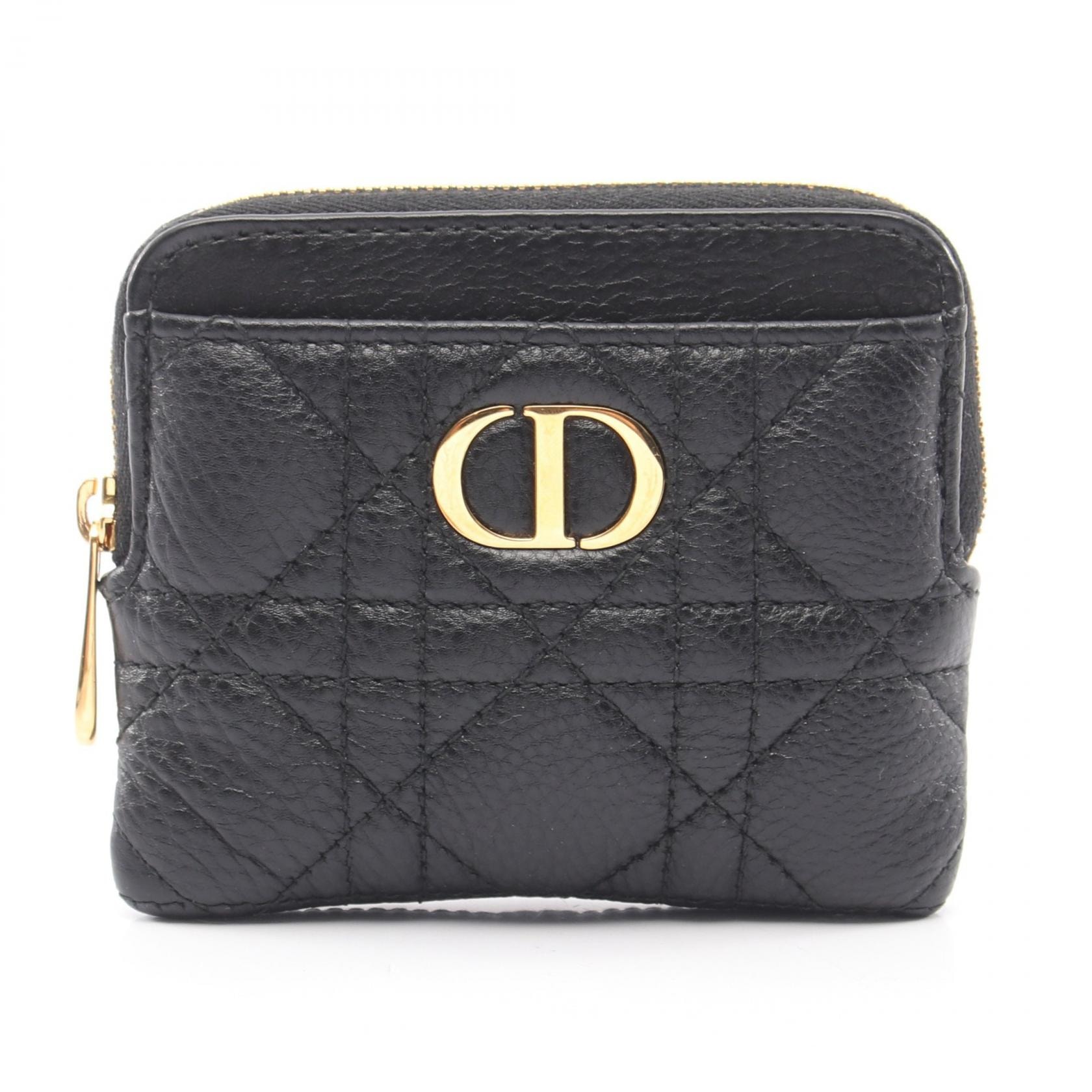 ディオール Dior Caro Lavender ウォレット カナージュ コインケース 財布 レザー レディース ブラック系 S5177UWHC_M900 【中古】