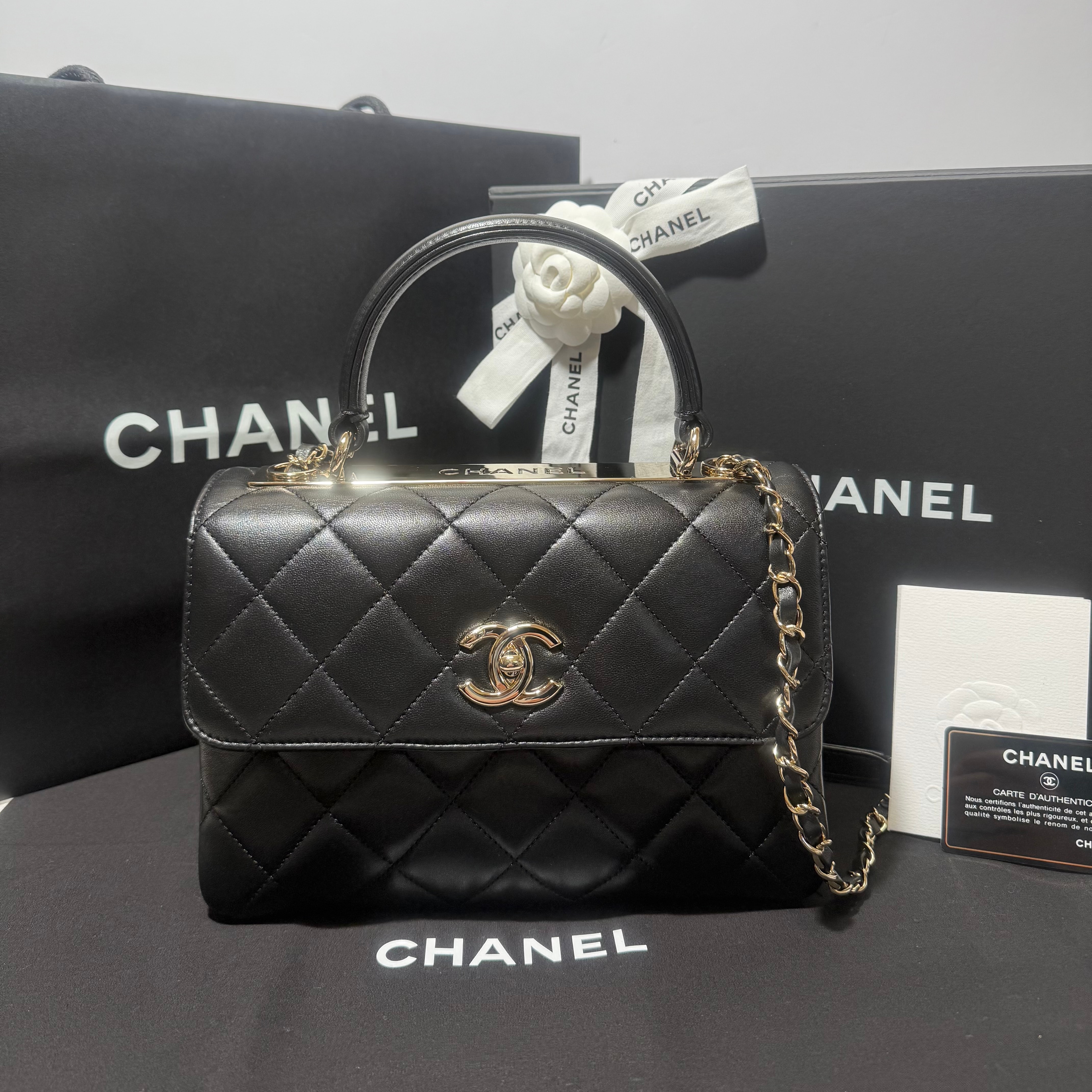 CHANEL Lambskin Matelasse 2WAY "Black"